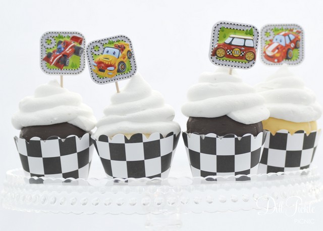 Race Car Cupcake Toppers by Dill Pickle Picnic